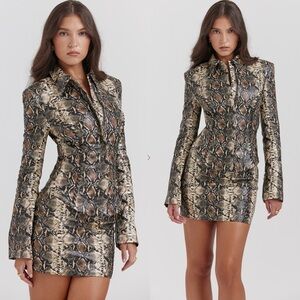 House of CB Vani Snake print fitted jacket